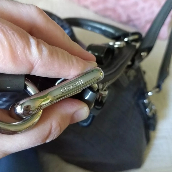 COACH Madison Lindsey Embossed Leather Crocodile Gray Bag Purse - Picture 8 of 12